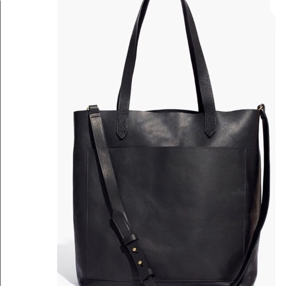 Black leather Madewell transport